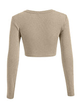 Sweet Hearts Long Sleeve Crop Tops for Women- Ribbed Cute Cropped Top Square Neck Casual Basic Shirt Made in USA