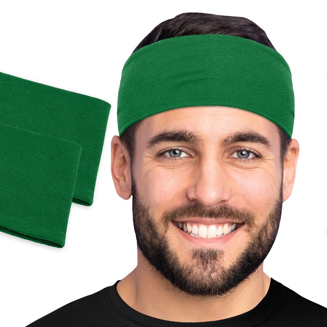 Men's Cotton Headbands Sweatbands 3" Wide Sports Fitness Yoga Fashion Made in USA