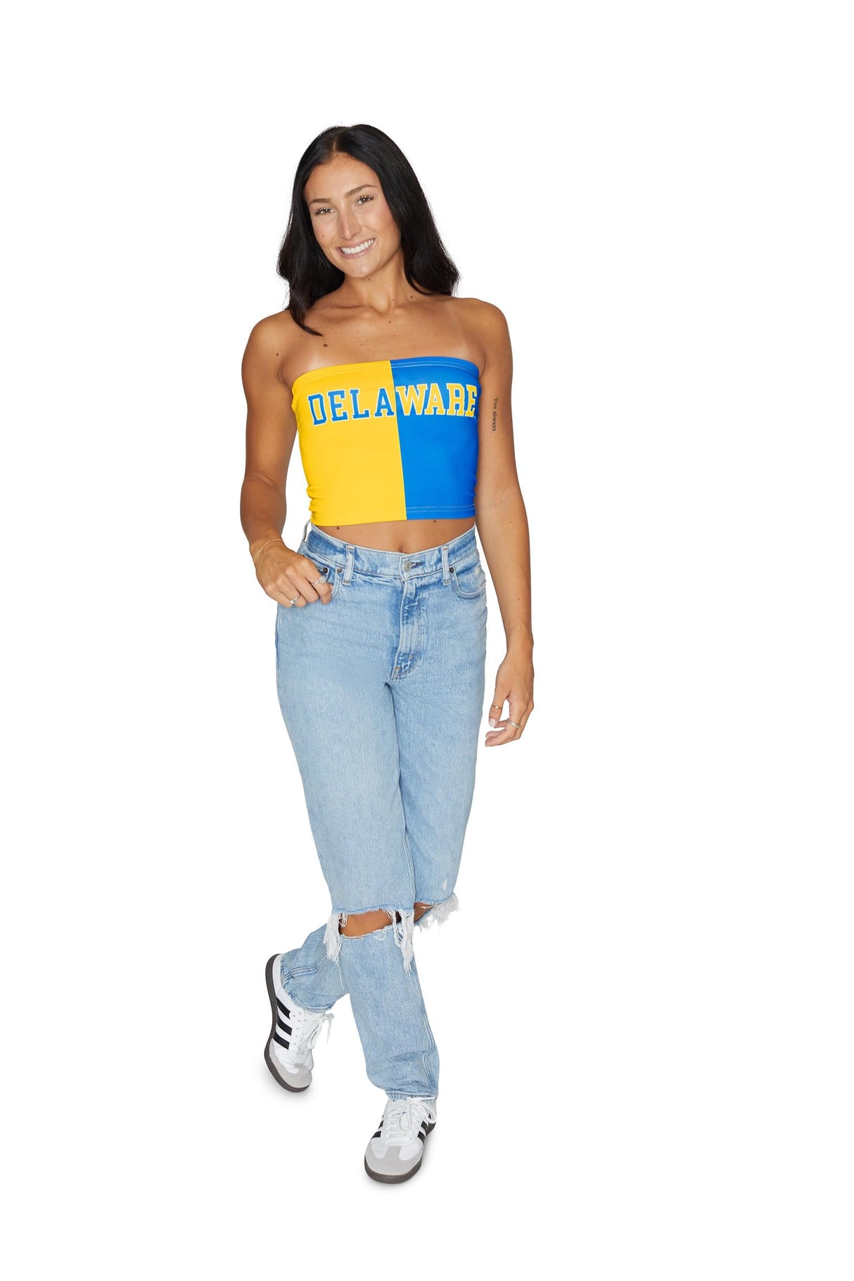 Lojobands Women's Tailgate Outfit College Two Tone Color Block Tube Top Made in USA One Size Fits Most