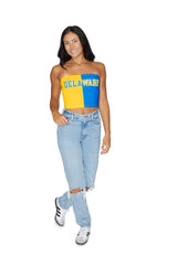 Lojobands Women's Tailgate Outfit College Two Tone Color Block Tube Top Made in USA One Size Fits Most