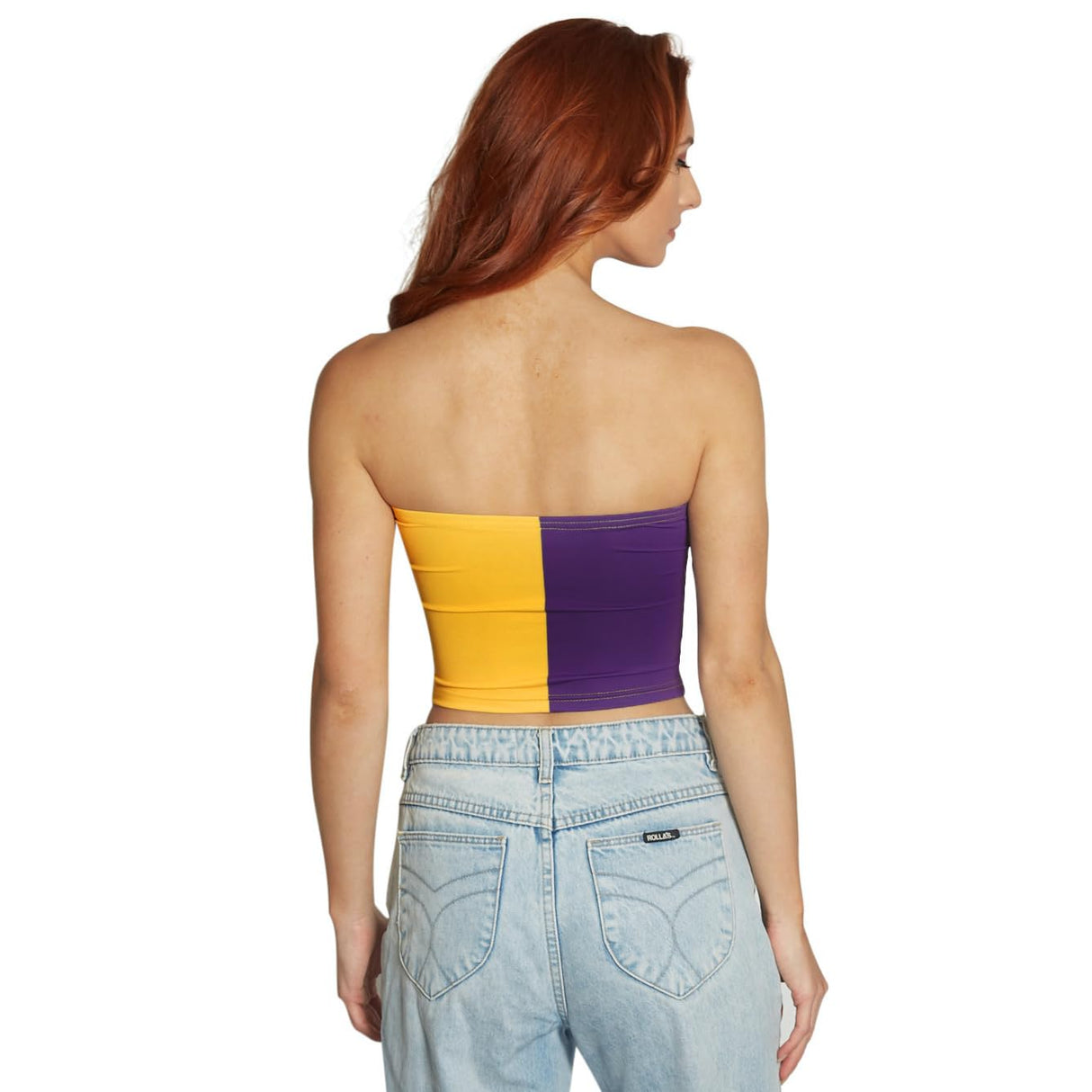 Lojobands Women's Tailgate Outfit College Two Tone Color Block Tube Top Made in USA One Size Fits Most