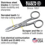 Klein Tools 2100-9 Stainless Steel Electrician's Scissors with Stripping Notches, 5-1/4-Inch, Made in USA