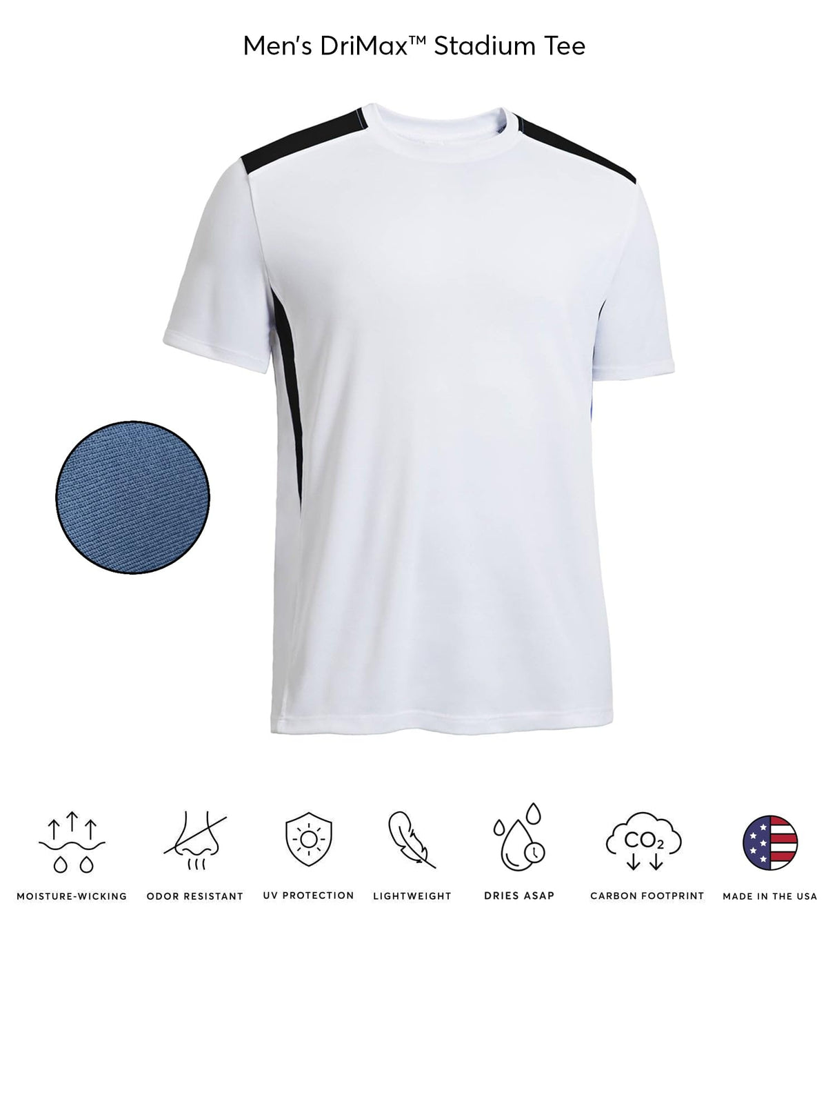 Exeprt Brand USA-Made Men's Drimax Dry Fit Color Blocked Athletic T-Shirt