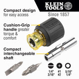 Klein Tools 80027 Screwdriver Set, 11-in-1 Multi-bit Screwdriver, 6-in-1 Stubby Screwdriver, Phillips, Slotted, Square, Torx Bits, 2-Piece
