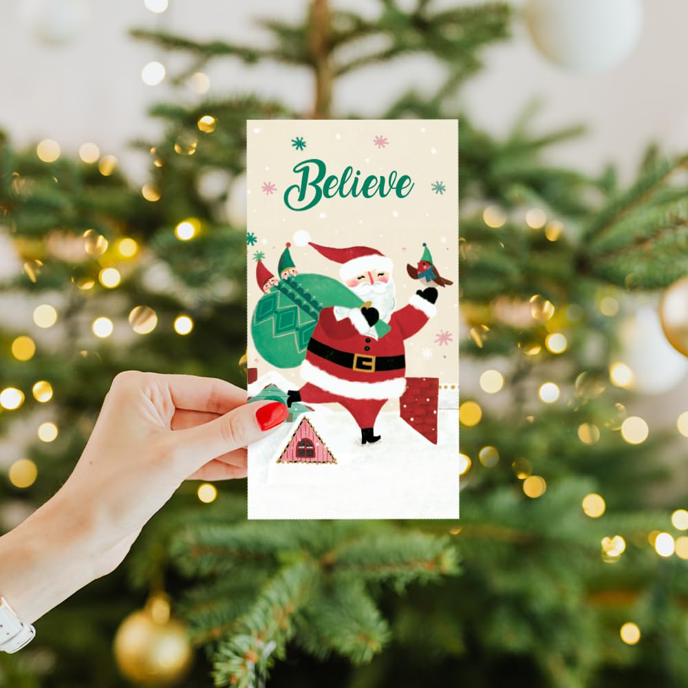 Tree-Free Greetings - Christmas Money Holder Card - Artful Designs - 1 Money Holder Greeting Card + Matching Envelope - Made in USA - 100% Recycled Paper - 3.7 x 7 - Believe in Magic (ZO70090)