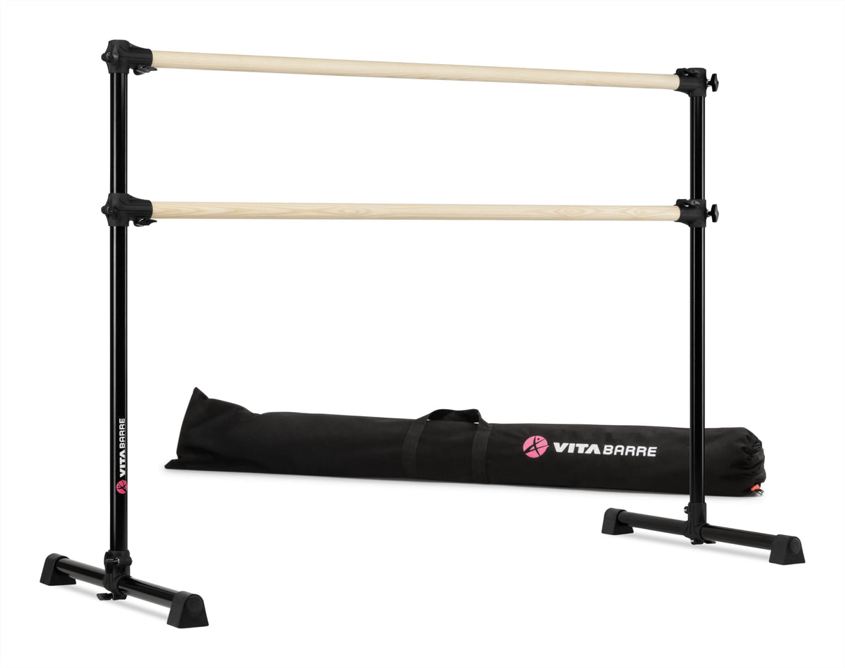 VITA Barre Portable Freestanding Double Ballet Barre, Prodigy, with Carry Bag | Adjustable Height, USA Made, Home or Gym Exercise Equipment for Kids & Adults | Dance, Fitness, Pilates