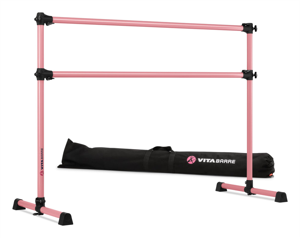 VITA Barre Portable Freestanding Double Ballet Barre, Prodigy, with Carry Bag | Adjustable Height, USA Made, Home or Gym Exercise Equipment for Kids & Adults | Dance, Fitness, Pilates