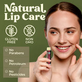 USDA Organic Lip Balm 6-Pack by Earth's Daughter Stocking Stuffers - Fruit Flavors, Beeswax, Coconut Oil, Vitamin E - Best Lip Repair Chapstick for Dry Cracked Lips - Moisturizing Lip Care