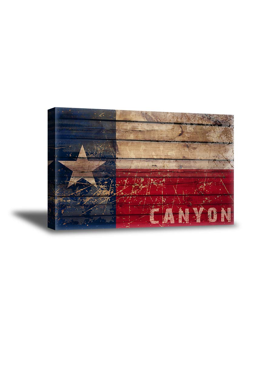 Awkward Styles Texas Star Framed Canvas Art Office Decor Made in USA Canvas Decor for America Lovers Patriotic Wall Art Canyon TX Flag 32" x 40" NO FRAME