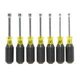 Klein Tools 65160 Tool Set, Made in USA, Metric Nut Driver Set Sizes 5, 5.5, 6, 7, 8, 9, and 10 mm, 3-Inch Chrome-Plate Hollow Shafts, 7-Piece