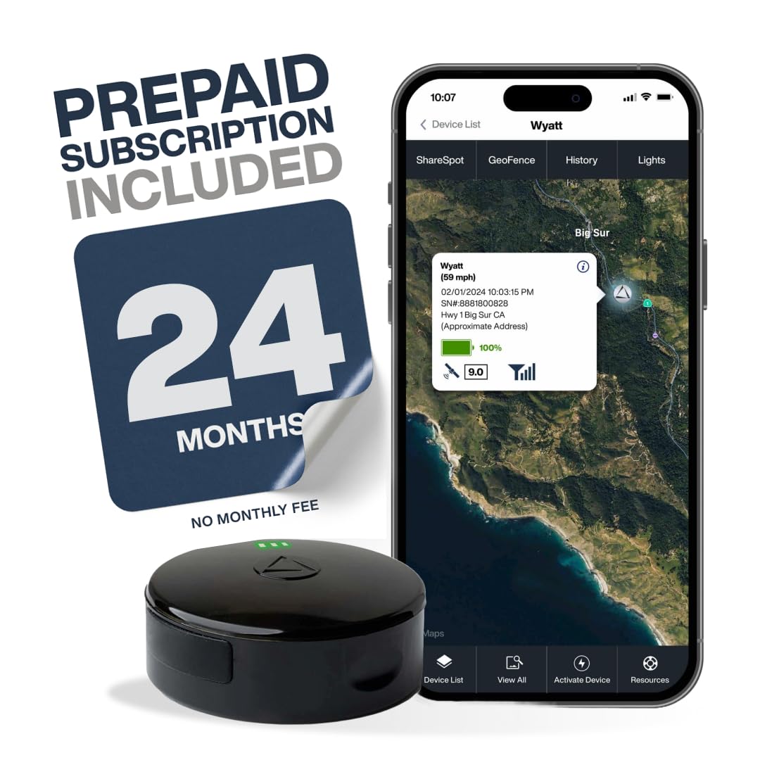 LandAirSea 54 GPS Tracker + 6-Months No Subscription. Long Battery, Magnetic, & Waterproof. Global GPS Tracker for Vehicles. Made in The USA from Domestic & Imported Parts