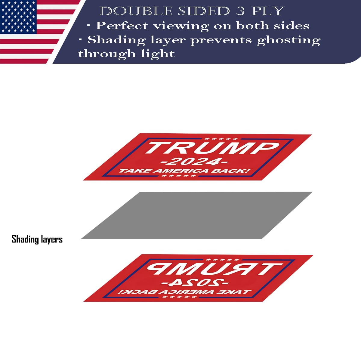Double Sided Red Trump 2024 Flag 3x5 Made in USA Outdoor Heavy Duty 3 Ply Polyester Trump Take America Back Flag with White Starting Tape and 2 Brass Grommets