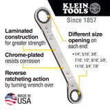 Klein Tools 68244 Fully Reversible Ratcheting Offset Box Wrench Set, 3-Piece, Made in USA