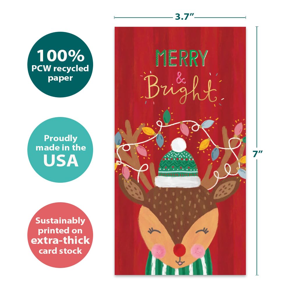 Tree-Free Greetings - Christmas Money Holder Card - Artful Designs - 1 Money Holder Greeting Card + Matching Envelope - Made in USA - 100% Recycled Paper - 3.7 x 7 - Believe in Magic (ZO70090)