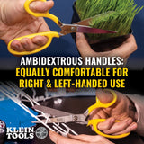Klein Tools 23011 Scissors, Made in USA, Bent Trimmer for Felt Lining, Cord, Rubber, Fabric, and More, with Extended Handle for Leverage, 11-1/4-Inch