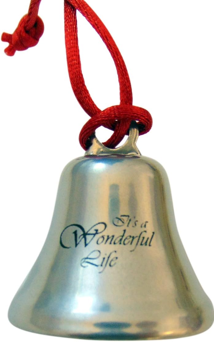 It's A Wonderful Life Christmas Ornament Bell on Ribbon Gift Boxed Movie Souvenir Steel Metal Keepsake Decoration Made in The USA