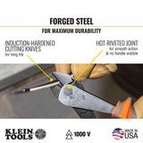 Klein Tools 2139NERINS 1000V Insulated Side Cutter Pliers, Made in USA, High Leverage Design, Induction Hardened Knives, 9-Inch