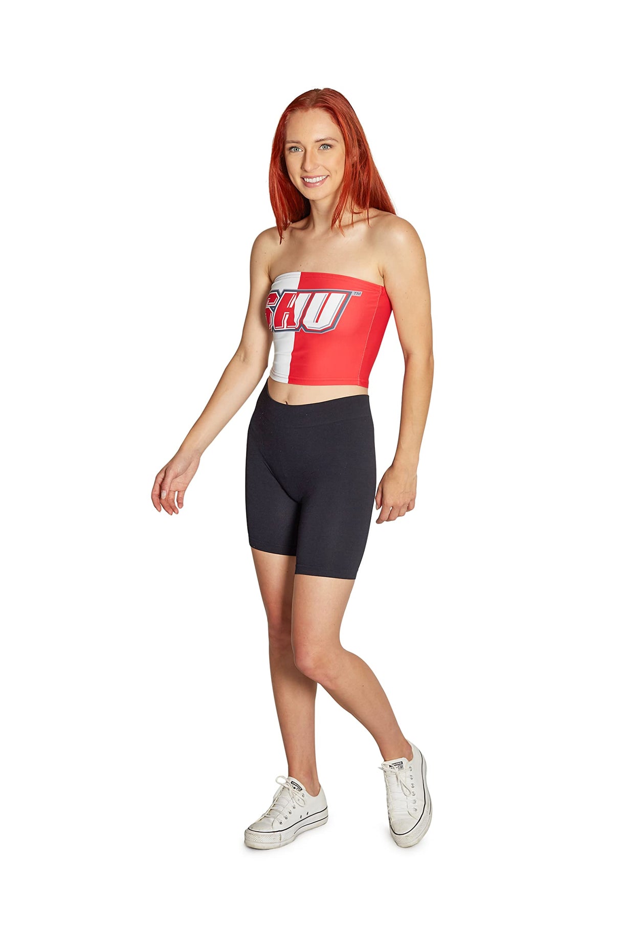 Lojobands Women's Tailgate Outfit College Two Tone Color Block Tube Top Made in USA One Size Fits Most