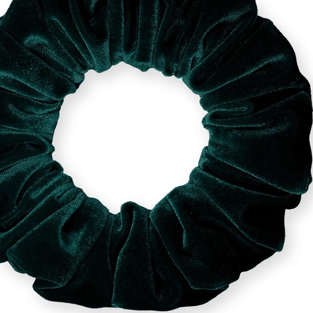 Velvet Scrunchies Jumbo Size Plush Big Ponytail Holders Thick Braided Locked Hair Big Made in the USA Green Pine