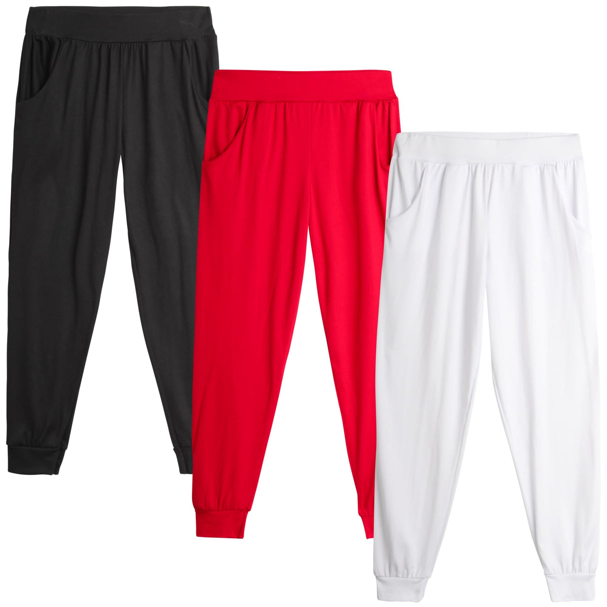 Sweet Hearts Girls' Sweatpants - 3 Pack Performance Jogger Pants with Pockets - High Waisted Jogger Sweatpants: Made in USA