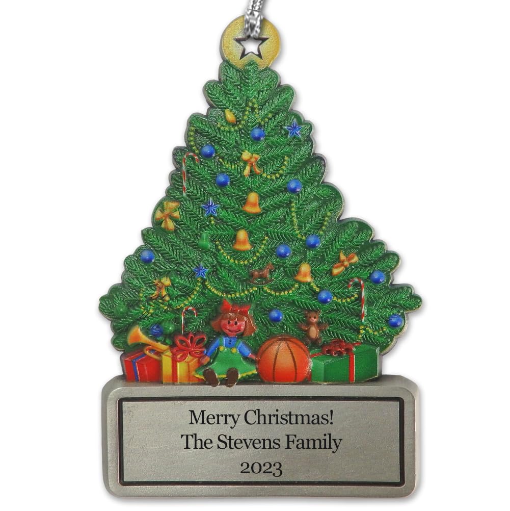 Indiana Metal Craft Attractive Christmas Tree Pewter Personalized Ornaments Engraving Made in USA (Gallery Print)