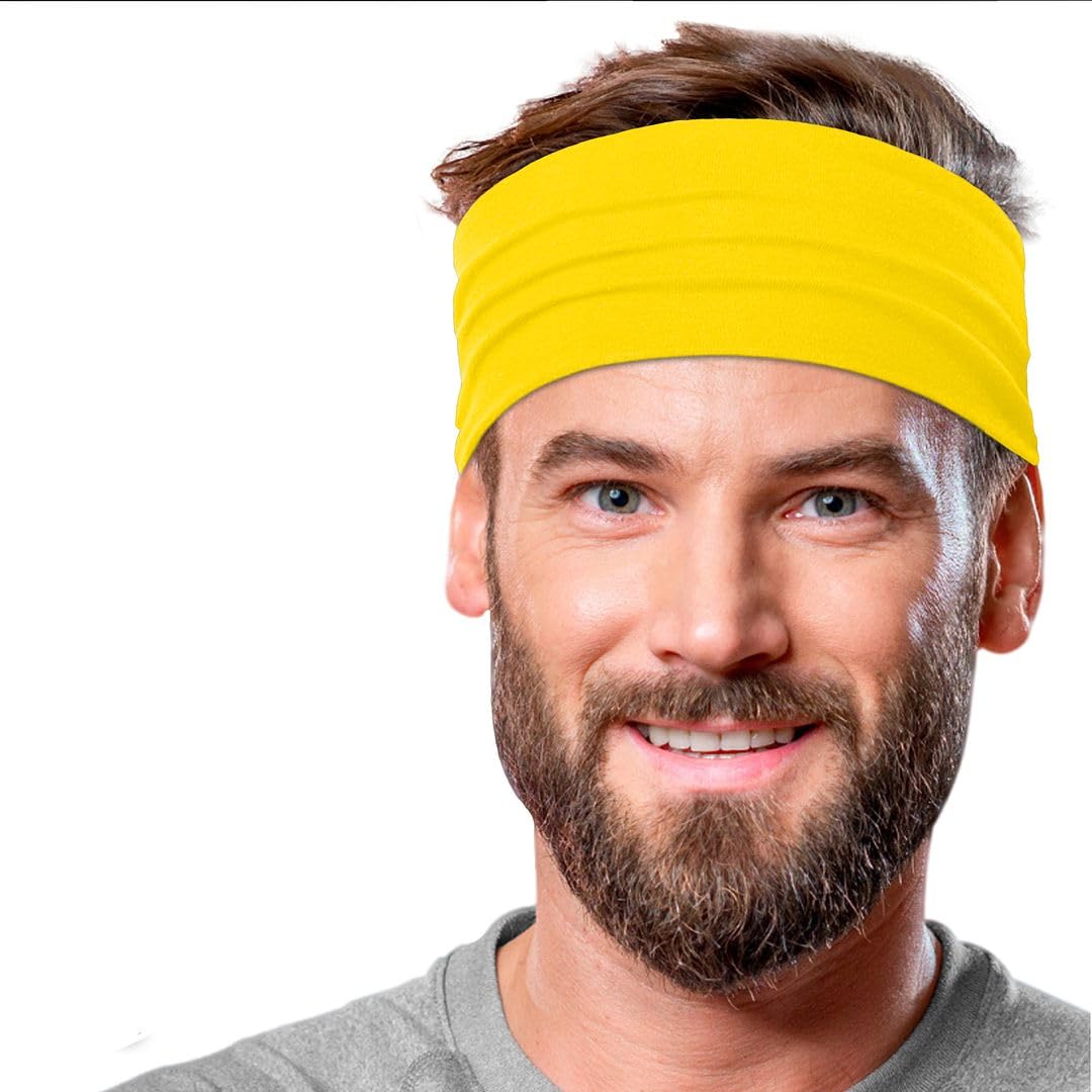 Men's Cotton Headbands Sweatbands 5" Wide Sports Fitness Yoga Fashion Made in USA