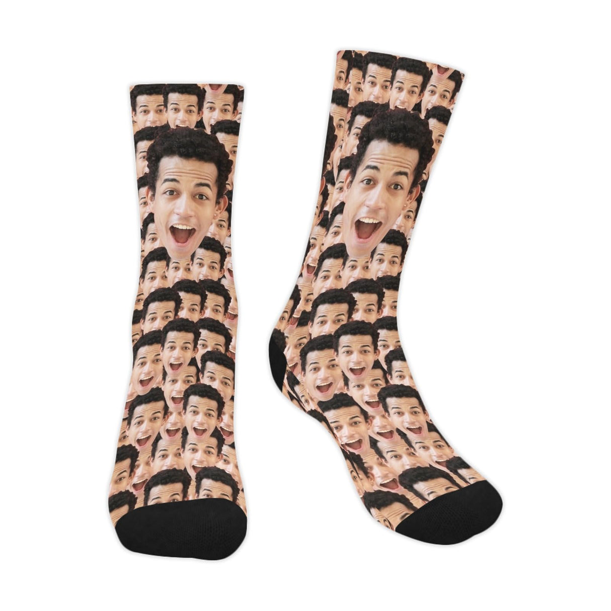 Custom Face Socks with Photo Novelty Crew Socks, Personalized Red Hearts Unisex Crew Sock Gifts for Men Women Made in USA