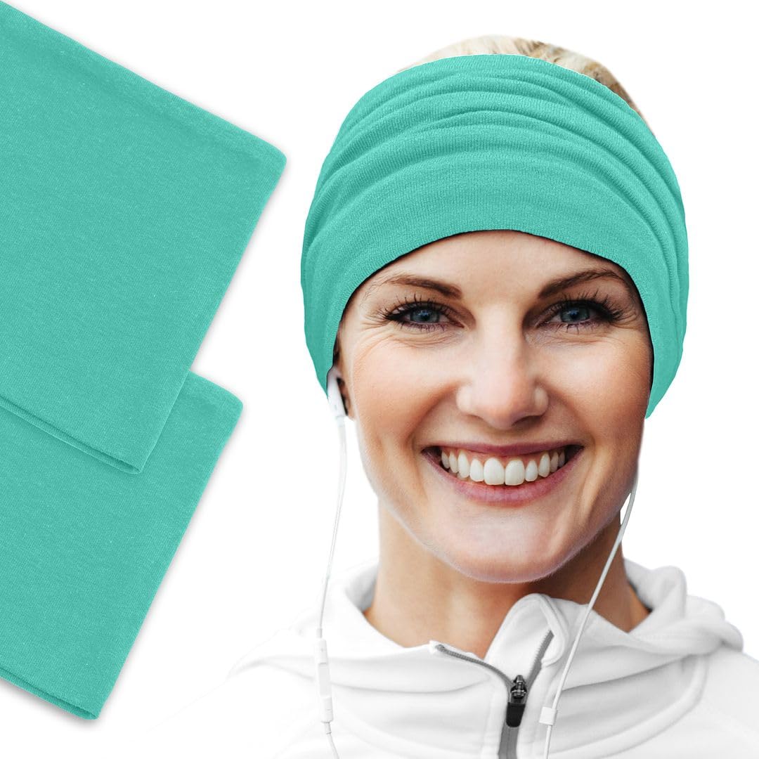 Women's Cotton Headbands Sweatbands 5" Wide Sports Fitness Yoga Fashion Made in USA