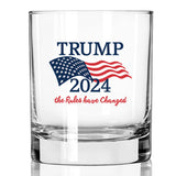 Trump 2024 The Rules Have Changed | 11 oz Bourbon Whiskey Rock Glass | Old Fashioned Whiskey Tasting Glasses For Men | Retirement Gifts For Men | Made In USA