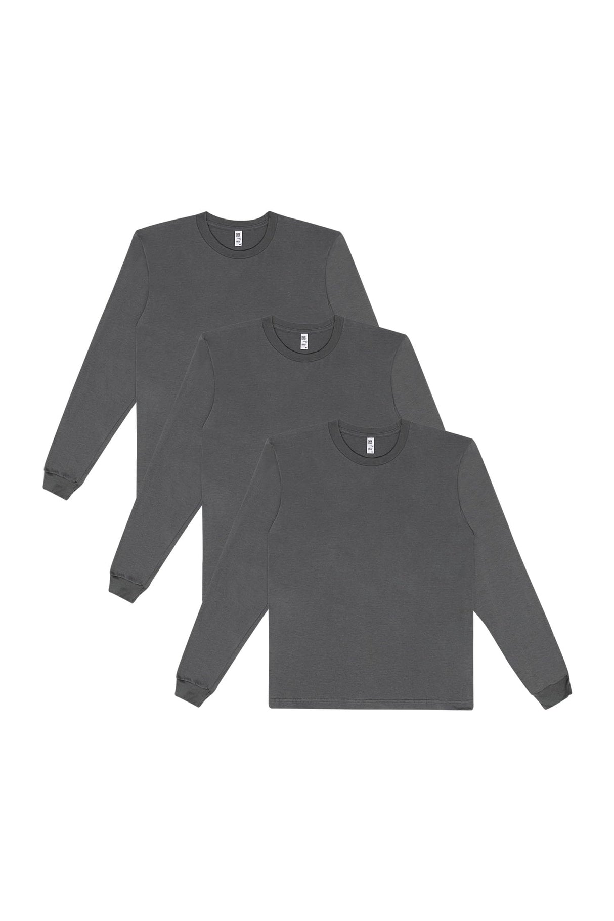 Los Angeles Apparel 3 Pack Fine Jersey Long Sleeve Crew Neck T-Shirt