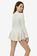 Los Angeles Apparel Ponte Long Sleeve Mockneck Skirted Leotard