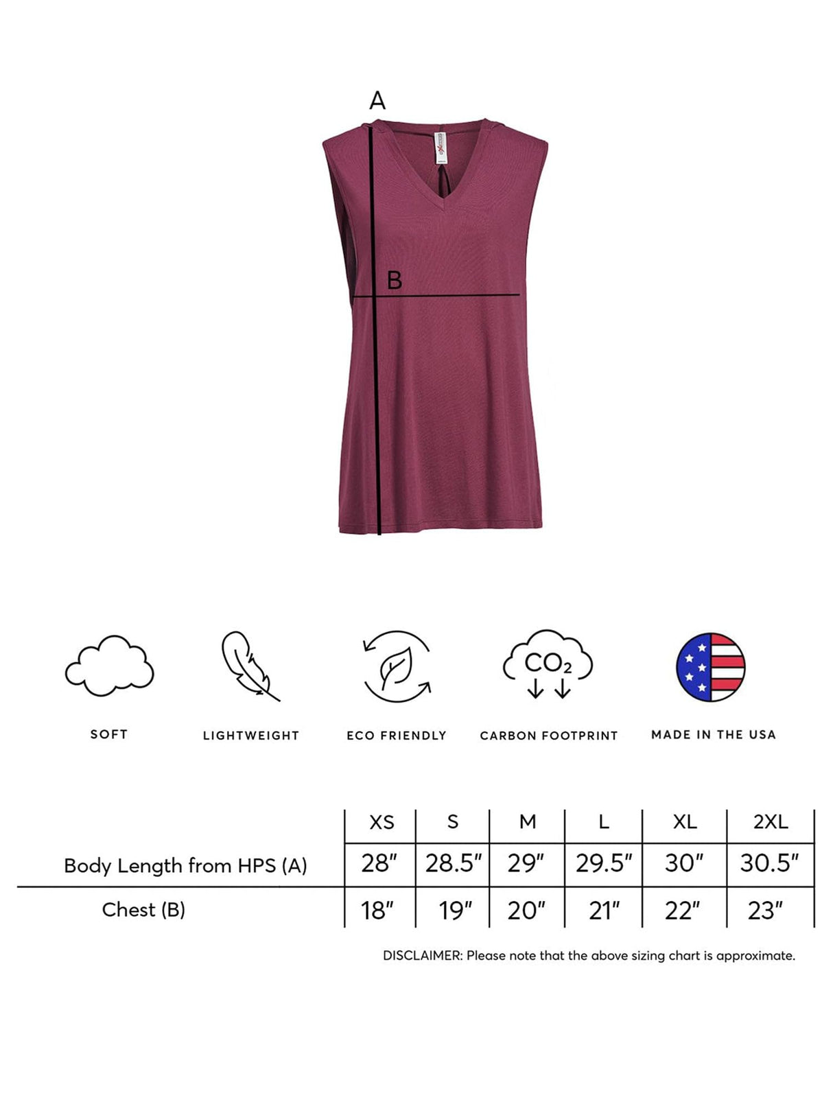 Expert Brand USA-Made Women's Lenzing Modal MoCA Sleeveless Tunic Hoodie