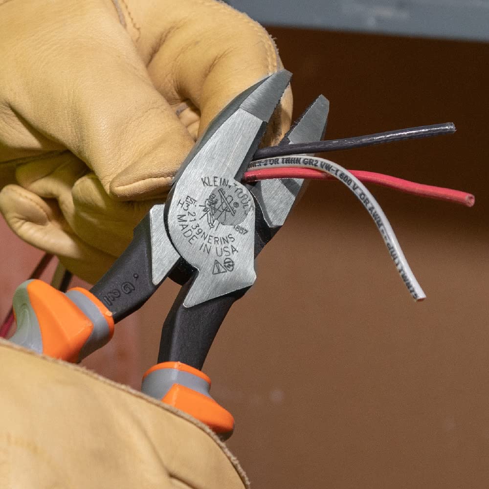 Klein Tools 1005RINS Insulated Pliers, Made in USA, Cutting / Crimping Tool for Insulated and Non-Insulated 10 to 22 AWG Wire and Connectors,1000V Rated