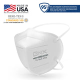 BNX N95 Mask NIOSH Certified MADE IN USA Particulate Respirator Protective Face Mask (10-Pack, Approval Number TC-84A-9315 / Model H95W) White