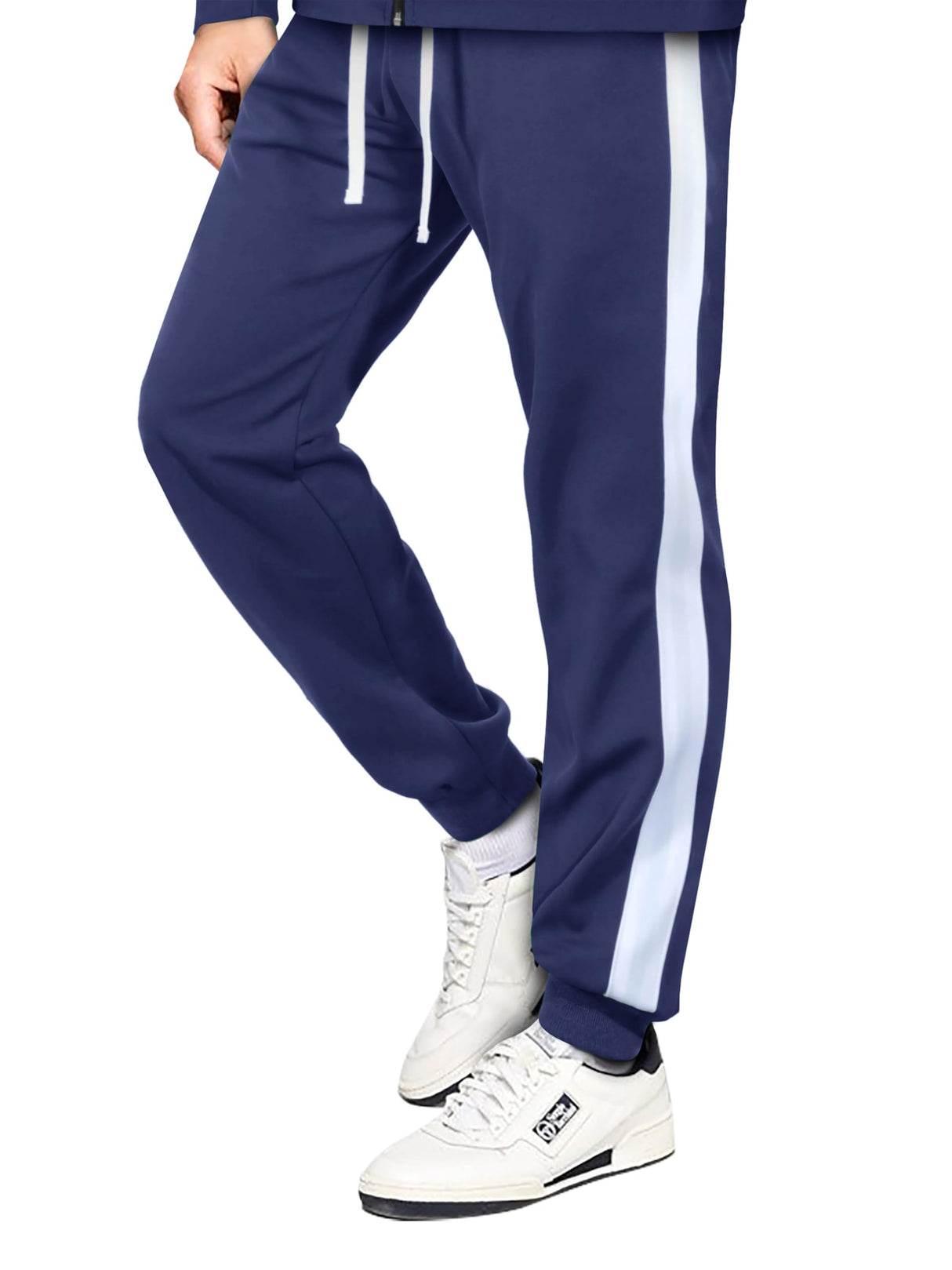 Hat and Beyond Mens Premium USA Made Striped Track Suit Athletic Casual Running Workout Sweat Suit Combo Track Jacket & Pant