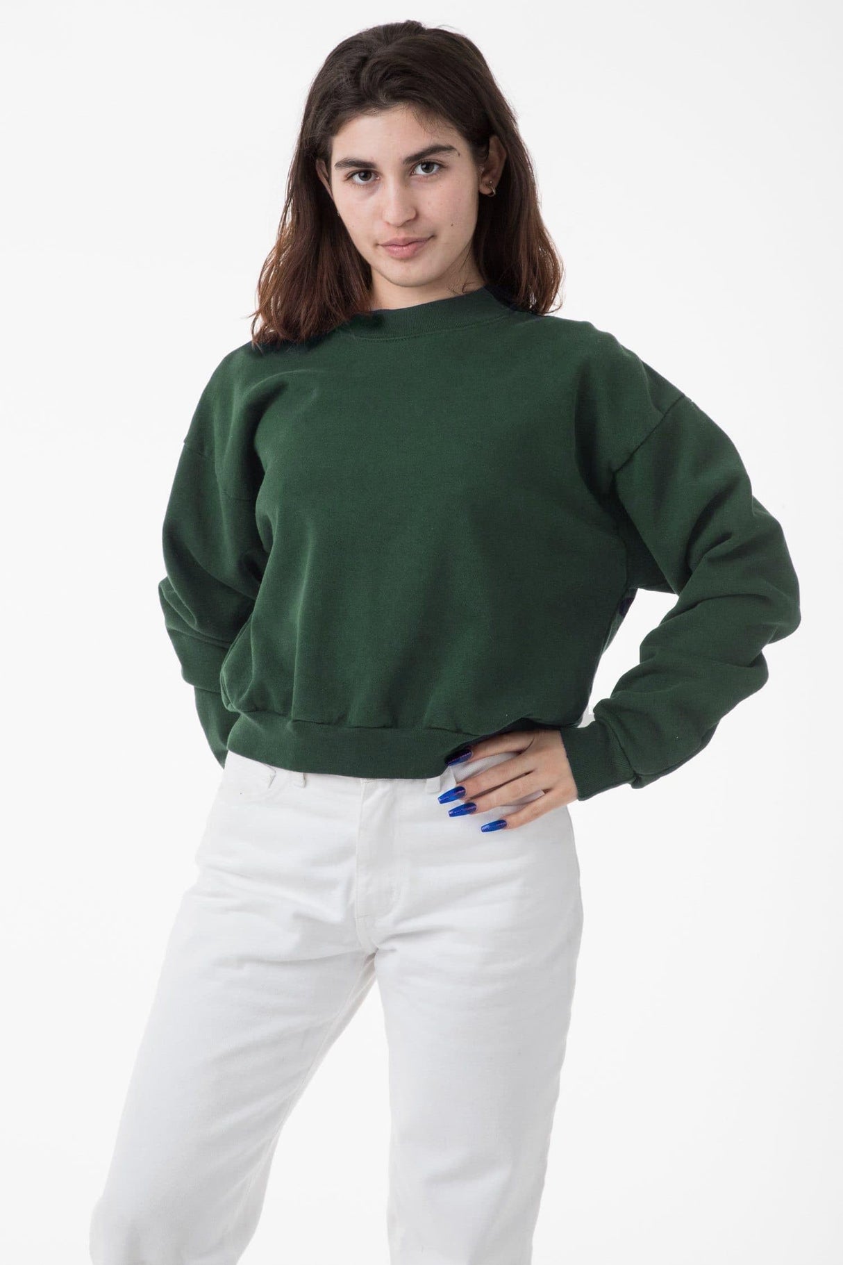 Los Angeles Apparel Heavy Fleece Cropped Mock Neck Pullover (Garment Dye)
