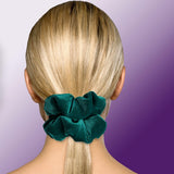 Velvet Scrunchies Jumbo Size Plush Big Ponytail Holders Thick Braided Locked Hair Big Made in the USA Green Pine