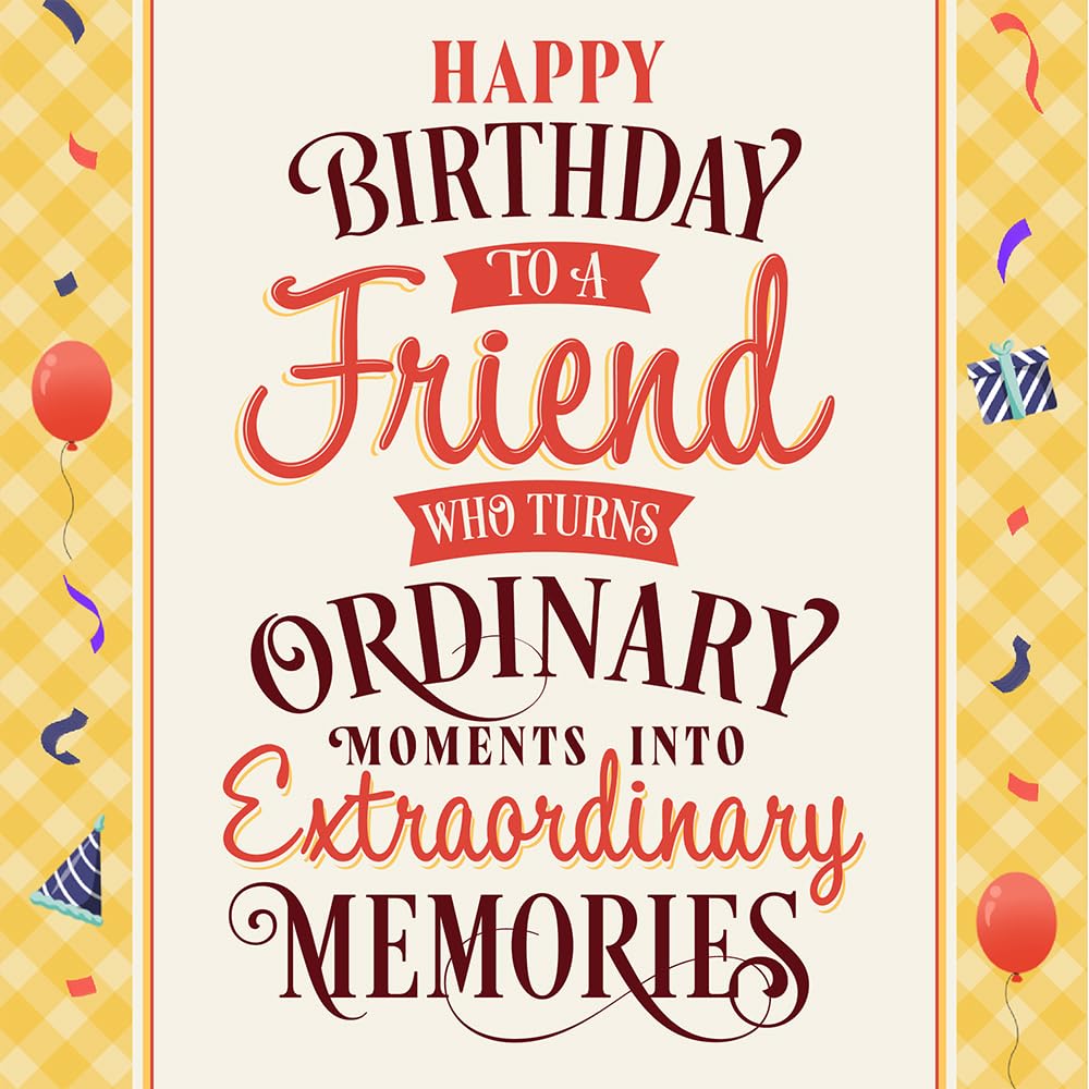 Prime Greetings Friend Birthday Card, Made in America, Eco-Friendly, Thick Card Stock with Premium Envelope 5in x 7.75in, Packaged in Protective Mailer