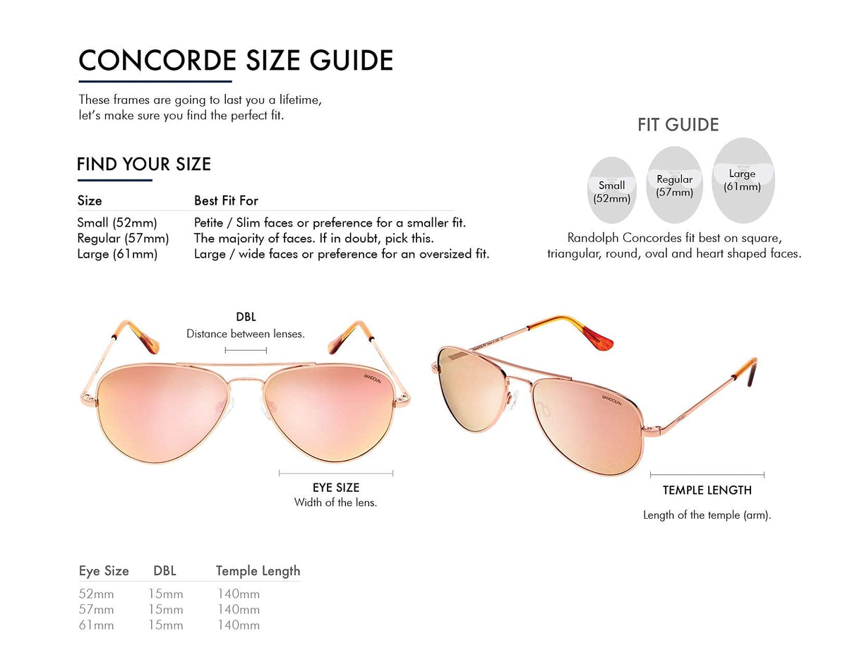 Randolph USA | Concorde Classic Aviator Sunglasses for Men or Women 100% UV