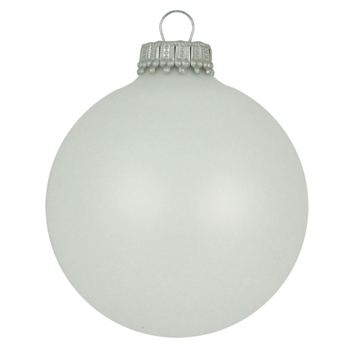 Glass Christmas Tree Ornaments - 67mm / 2.63" [8 Pieces] Designer Balls from Christmas By Krebs Seamless Hanging Holiday Decor (Snow White with Silver Caps)