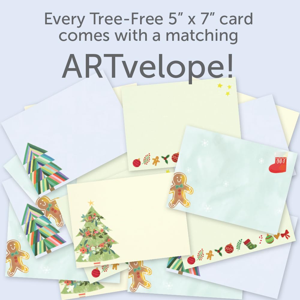 Tree-Free Greetings - Christmas Greeting Cards - Artful Designs - 16 Assortment Cards + Matching Envelopes - Made in USA - 100% Recycled Paper - 5"x7" - Christmas Critters (GP54096)