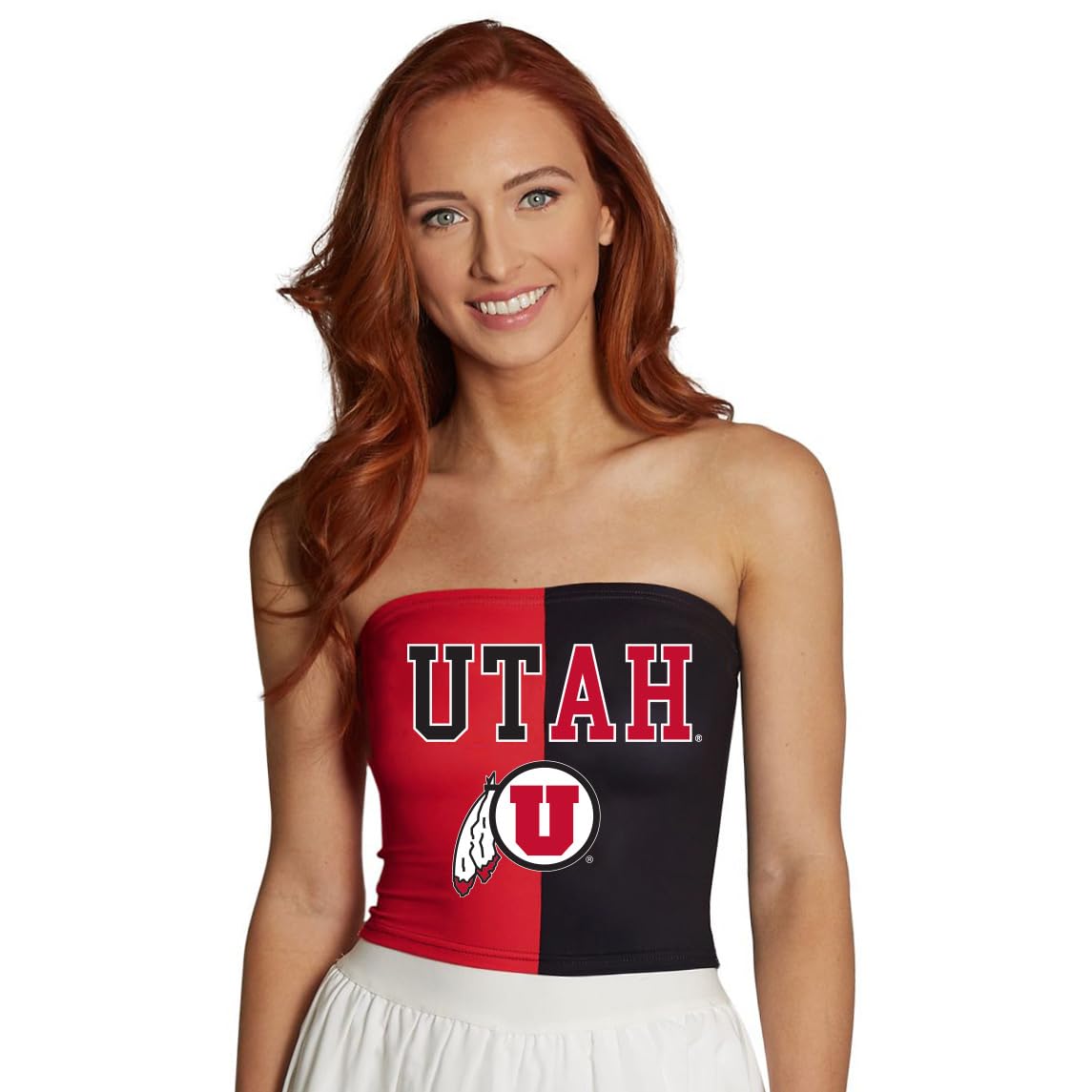 Lojobands Women's Tailgate Outfit College Two Tone Color Block Tube Top Made in USA One Size Fits Most