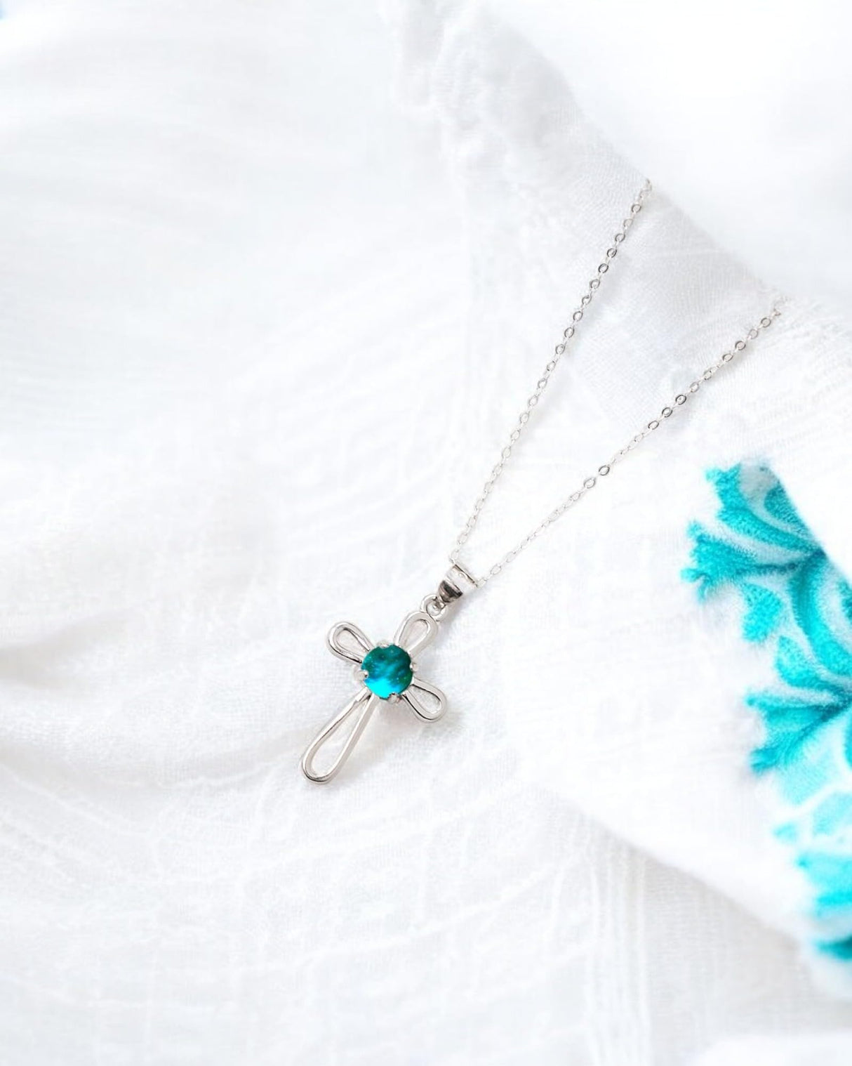 Bottled Up Designs Handmade Recycled Antique Bottles Sterling Silver At The Cross Necklace (Mason Jar Aqua)
