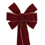 Ivory Brushed Velvet Gold Lame Backed Wire Edge Christmas Bow - Handcrafted in USA (8 inch bow)