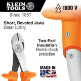 Klein Tools D228-8-INS Pliers, Made in USA, Insulated Diagonal Cutting Pliers with 1000V Rated Dual-Layer Grips and High-Leverage Design, 8-Inch