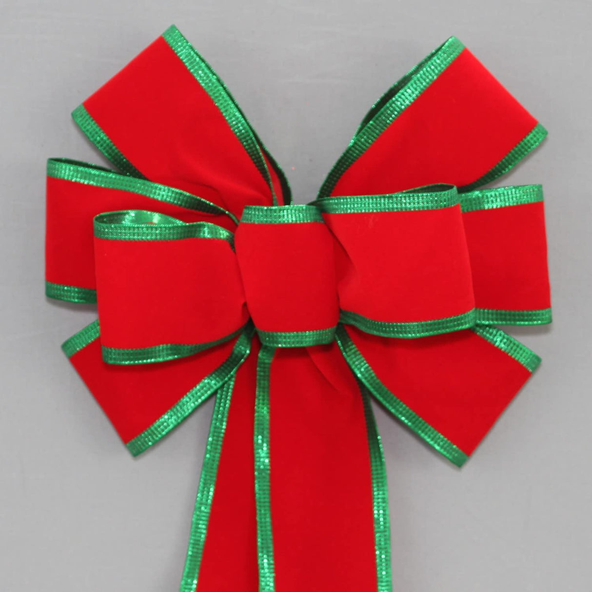 Ivory Brushed Velvet Gold Lame Backed Wire Edge Christmas Bow - Handcrafted in USA (8 inch bow)