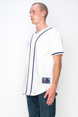 YURO-K Men's Cotton White Color Baseball Jersey with Piping/Made in Los Angeles