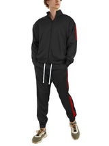 Hat and Beyond Mens Made in USA Premium Track Jacket & Pants Striped Sweatsuit Athletic Casual Essentials Gym