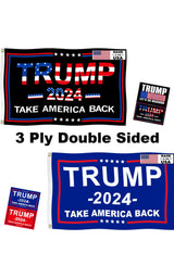 Trump 2024 Flags 3x5 Outdoor Made in USA-Double Sided 3 Ply Heavy Duty Take America Back with 4 Pcs Trump 2024 Sticker,Trump 2024 Flags Banner for Outside with 2 Brass Grommets(Red)