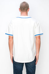 YURO-K Men's Cotton White Color Baseball Jersey with Piping/Made in Los Angeles